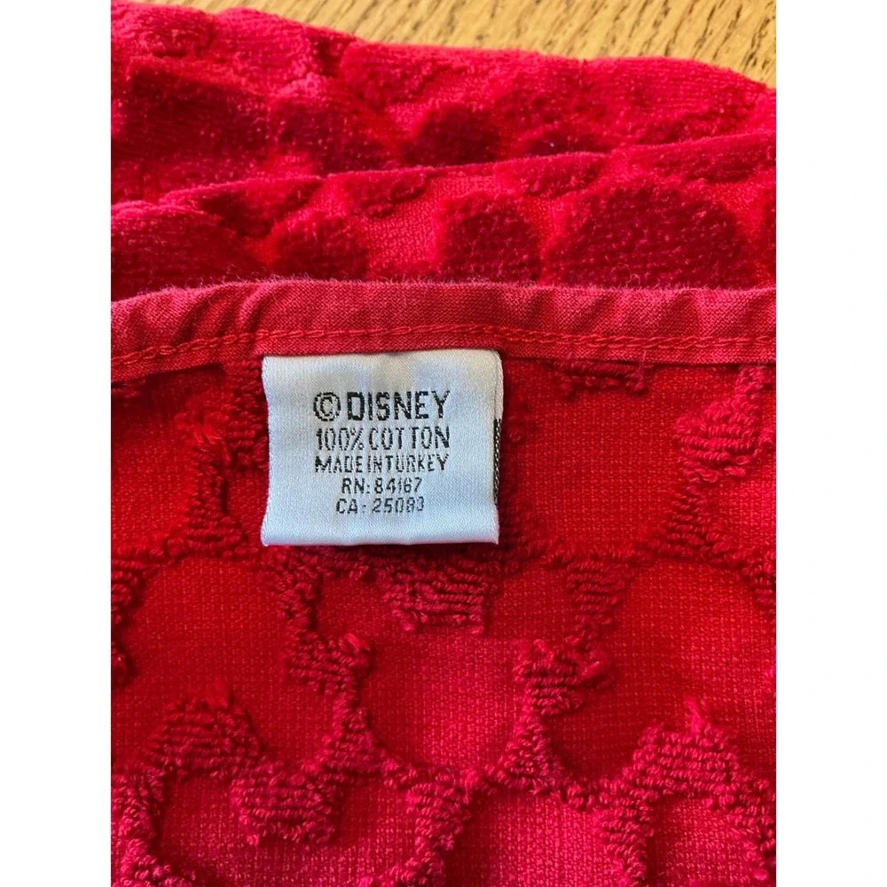 Disney Mickey Mouse Red Embossed Cotton Towel Set 2 Piece Bath Beach Turkey